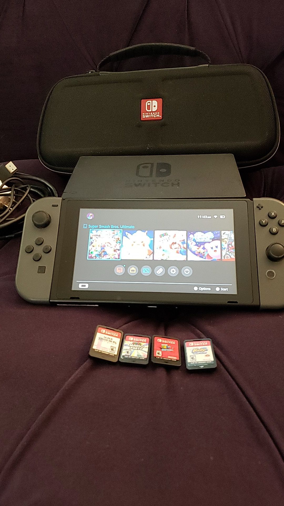Nintendo Switch with 4 games and dock