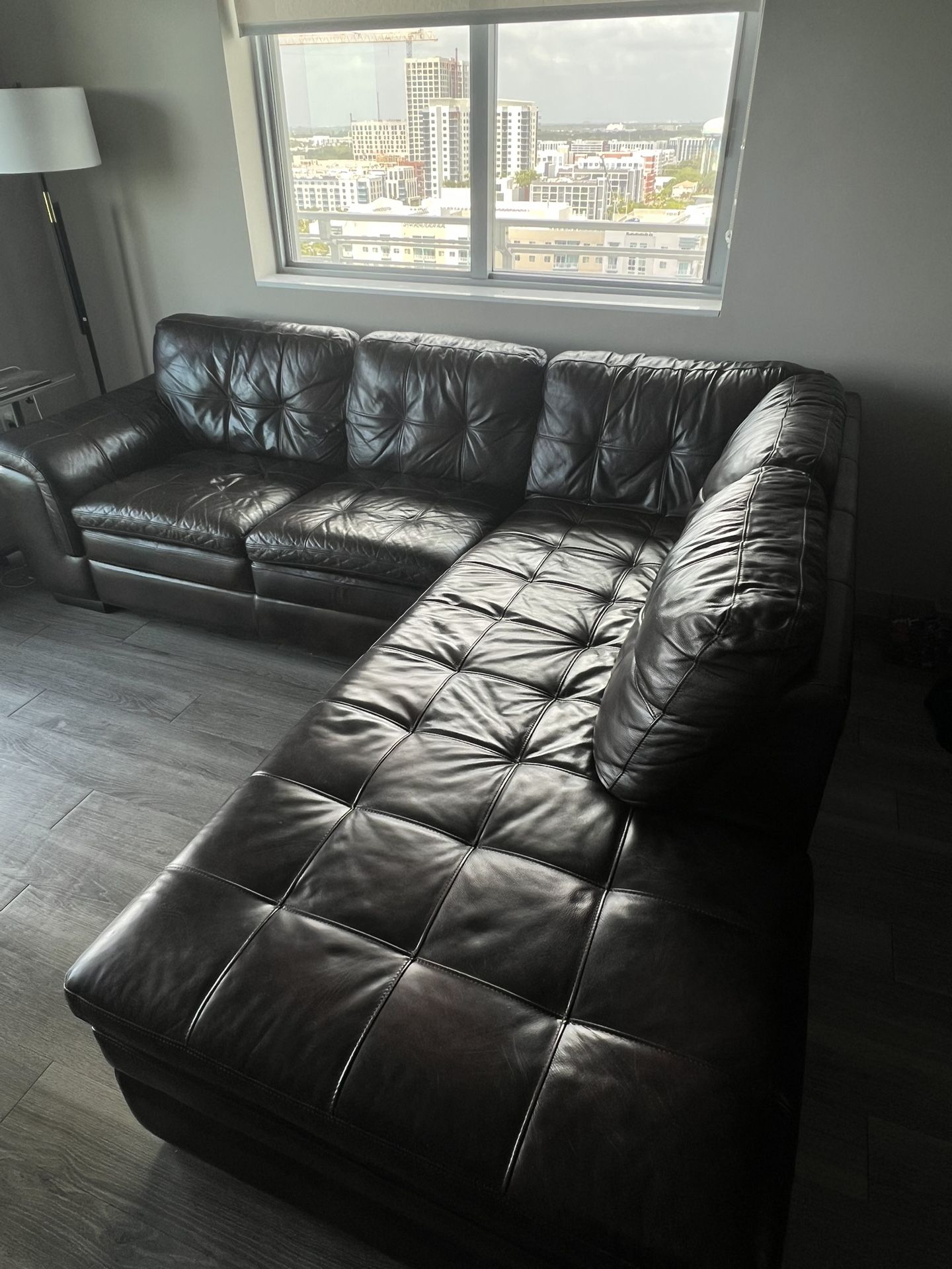 Right Chaise Brown Leather Sectional Couch
