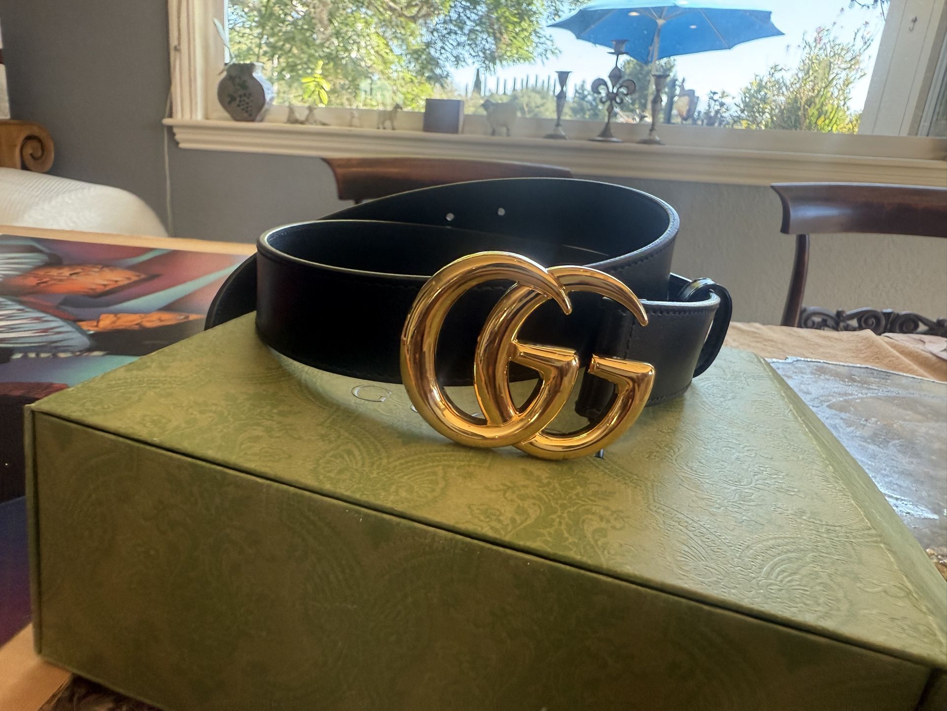 Gucci GG Marmont Leather Belt shiny buckle 30mm