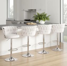 Set 4 sillas de barra blancas de terciopelo (nuevas en su caja)