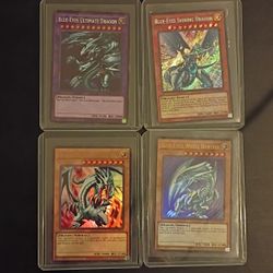Yugioh! BLUE EYES/DRAGONS 4 CARD SET! NEAR MINT