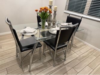 Glass Top Dining Table with 4 Chairs