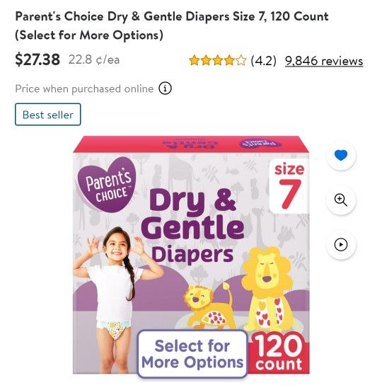 Size 7 Parent Choice Diapers 120 count for Sale in Huber Heights, OH -  OfferUp