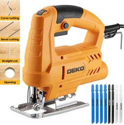 DEKO Corded Electric Jigsaw | 6 Variable Speeds | 0–3000 SPM | 3.5 Amp 400W Motor