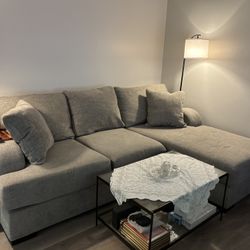 Couch And Metal/glass Coffee Table