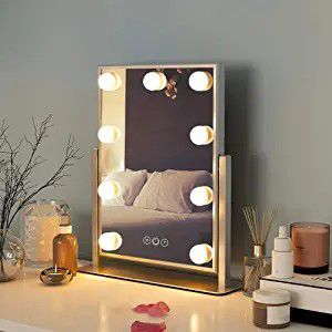 FENCHILIN Hollywood Mirror with Light Large Lighted Makeup Mirror Vanity Makeup Mirror Smart Touch Control 3Colors Dimable Light Detachable 10X Magnif