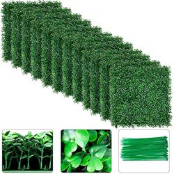 AMAGABELI GARDEN & HOME 12 PCS 20"x20" Leaves Artificial Boxwood Panels 240" x20" Topiary Plant UV Protected Privacy Hedge Screen High-Density Grass D