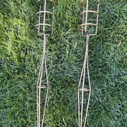 57” H Gold Candle Holder Metal Garden Stake 2ct
