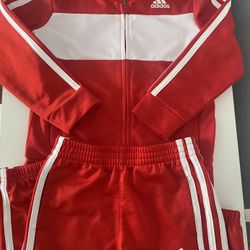 Adidas Bold Red and White Tracksuit kids size 3T