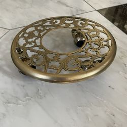 Rolling Brass Plant Stand