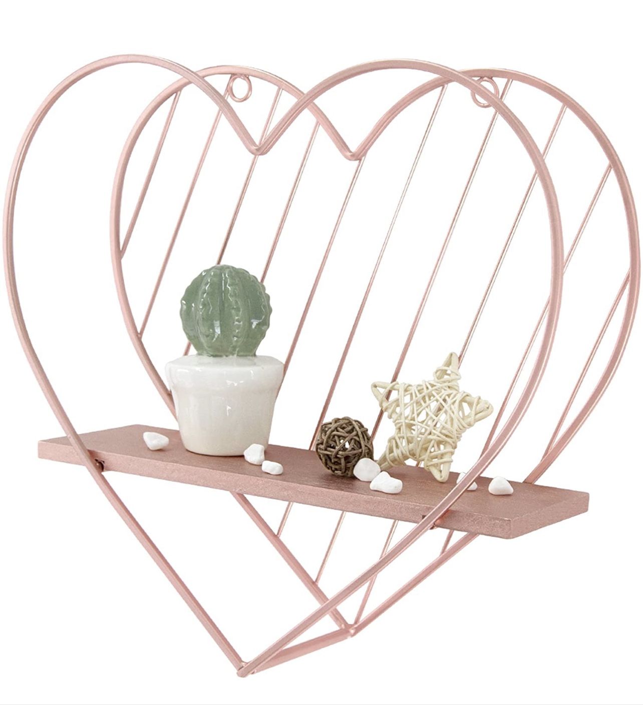 Rose Gold Floating Shelves Small Shelf Wall Mounted Metal Pink Heart Design Storage Romantic Love Shelf 