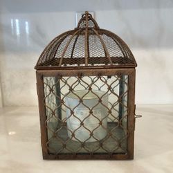 Cute Metal And Glass Candle Holder 