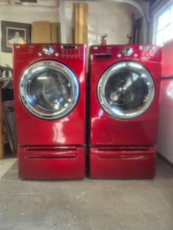 LG Tromm Red Front-Load Washer and Dryer Set