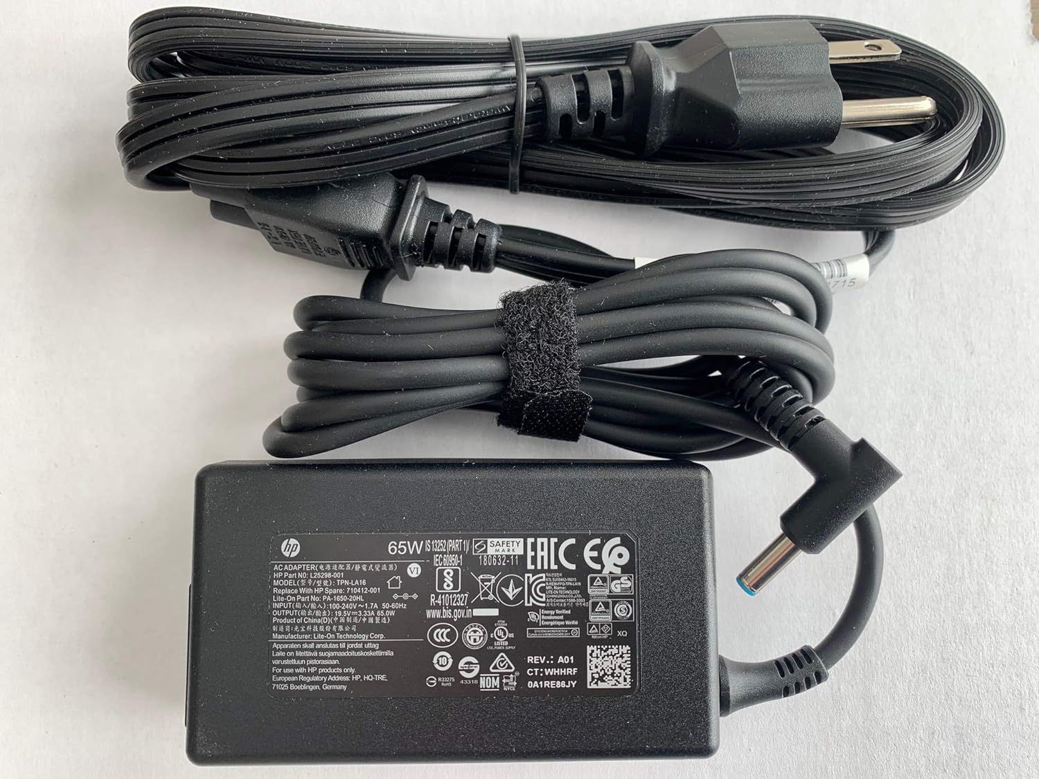65W Blue tip AC Adapter for HP ELITEBOOK 840 G3 (V1H24UT, T6F46UT),HP 15-BS289WM, Compatible with P/N: 710412-001, PA-1650-20HL, TPN-LA16, L25298-001,