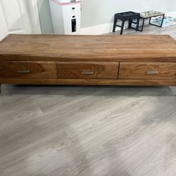 Solid Low Profile Wooden Tv Stand 