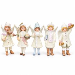 Vintage Style Costco Porcelain Christmas Angel Ornaments Set of 5 Victorian