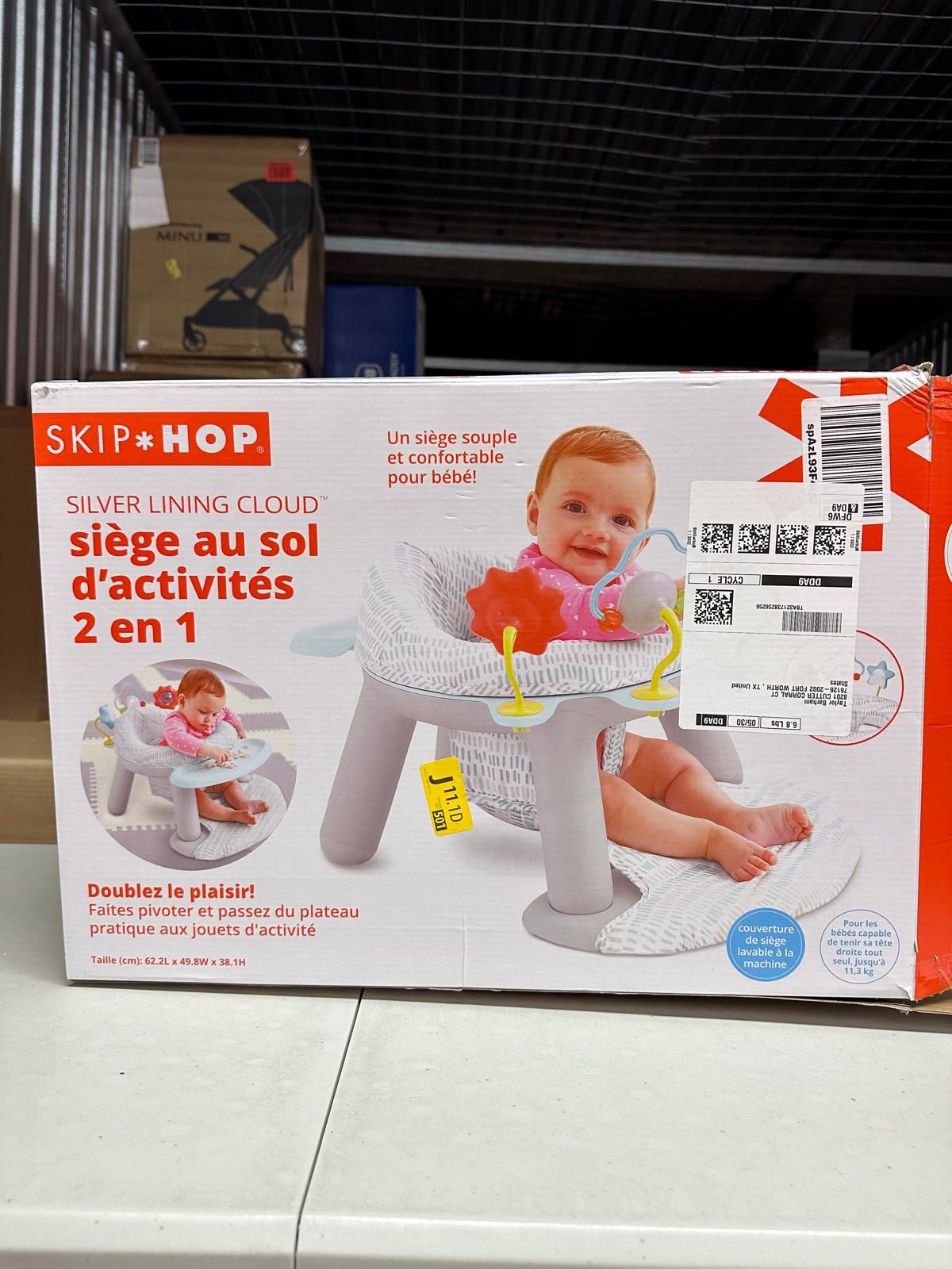 Open Box Skip Hop 2-in-1 Sit-Up Activity Baby Chair, Silver Lining Cloud