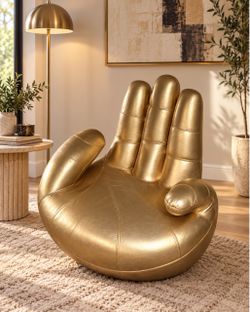 Gold Hand Accent Chair – Sculptural Designer Statement Piece