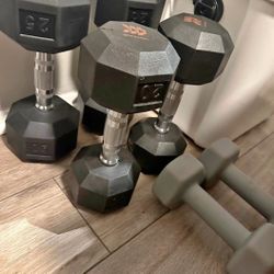 Rubber Hex Dumbbells 