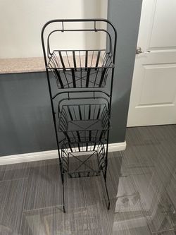 3-Tier Black Metal removable Wire Basket Stand