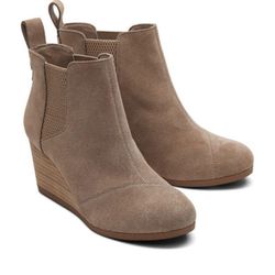 TOMS Kayley Taupe Grey Suede Boot, Size: 8.5