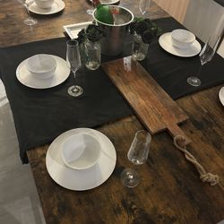 Dining Table Set:  Bar Table Set  (VASAGLE), Each table comes with 2 Bar Stools (three tables together, six high stool chairs)