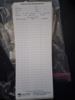 Location Sound Corp Production Sound Report Forms - $20 OBO