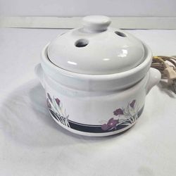 Vintage Floral Iris Ceramic Electric Potpourri Simmer Pot