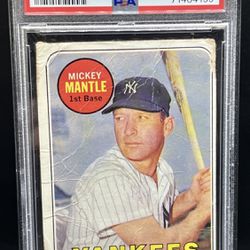 1969 Topps Mickey Mantle Last Name in Yellow PSA 1 Poor New York Yankees #500