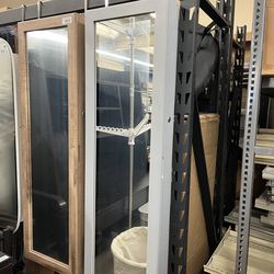 SONGMICS LEDs Mirror Jewelry Cabinet Lockable Wall or Door Mounted Jewelry Armoire Organizer w/ Mirror - Gray