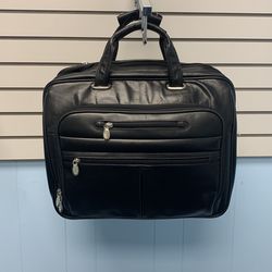 Leather Wheeled Laptop Briefcase