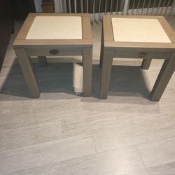 2 Gorgeous Eucalyptus Wood End Tables – Cindy Crawford Collection