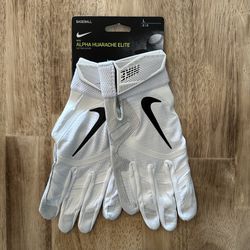 Nike Alpha Huarache Elite Batting Gloves Baseball Mens Size L White CV0693 102