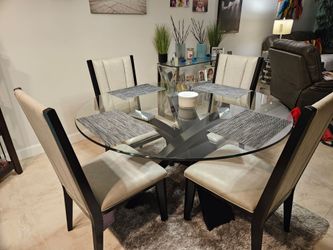 DINING ROOM TABLE AND CHAIRS