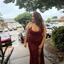 Red Sequin Prom / Formal Dress Corset Back 