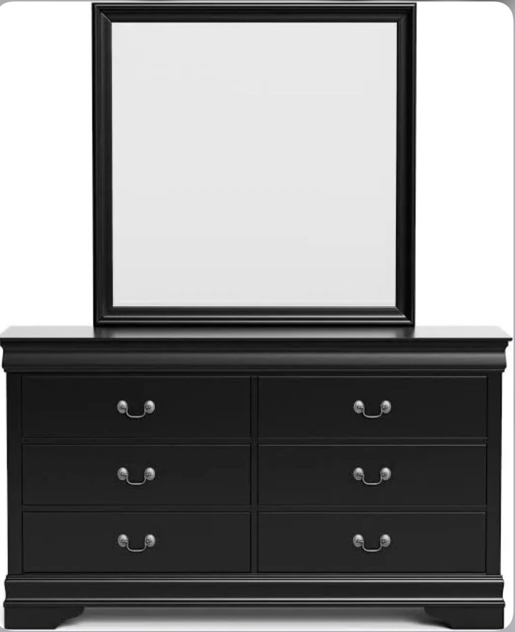 black Wood dresser with mirror