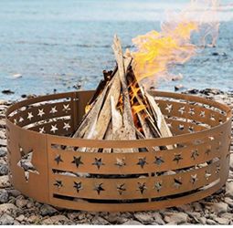 Memorial Day Celebration -Fire Ring Pit Round Wood Burning Rustic Metal Stars Stripes