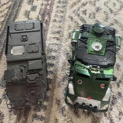 Two Different Army Vehicles with 3 Ninja Turtle Figures 