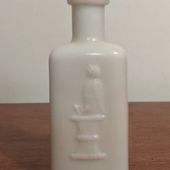 Milk Glass Owl Poison Bottle 