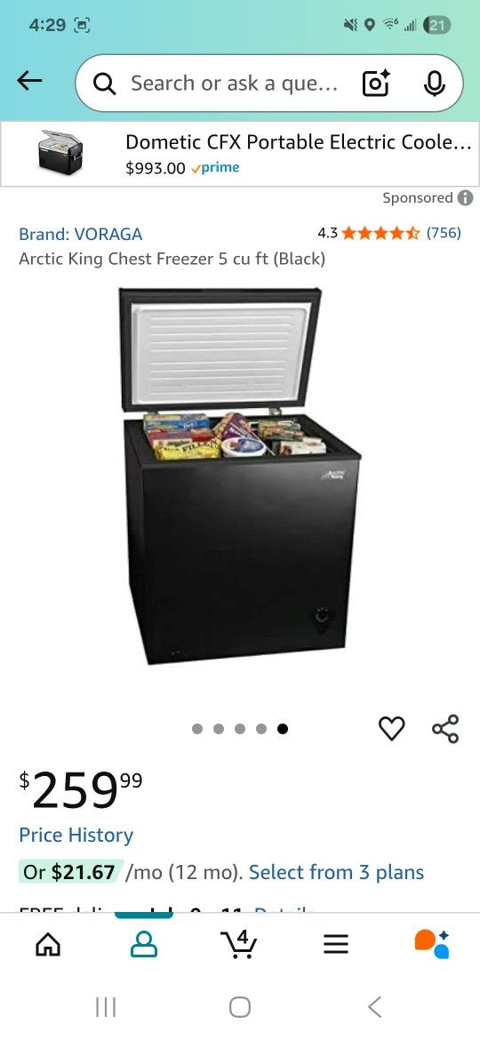 Arctic King Chest Freezer 5 cu ft (Black)