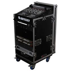Odyssey FZ1116W 11U Top Slanted 16U Vertical Pro Combo Rack with Casters