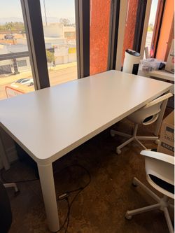 Modern White Conference Table / Large Office Desk