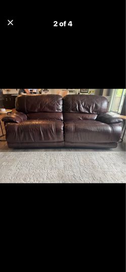Macy’s brown leather reclining 3 piece sofa set