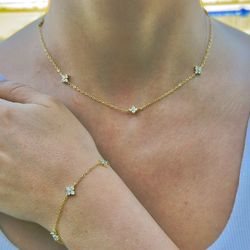 Gold Chain Necklace and Bracelet Set