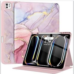 Case for iPad Pro 13 Inch (M5/M4) 2025/2024 with Pencil Holder-[Apple Pencil Charging+Auto Wake/Sleep],Premium Folio Stand Case with Slim Soft TPU Bac