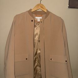 H&M Tan Brushed Knit Contemporary Jacket Size 8