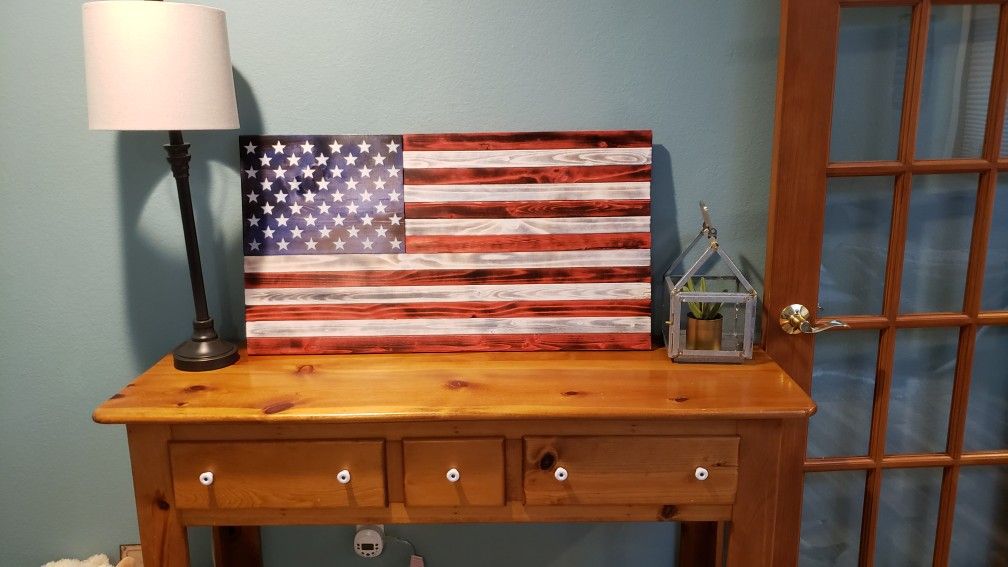 Wood Burnt American Flag