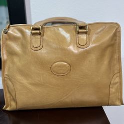 Pollini Restored Vintage Italian Leather Briefcase Satchel | Tan