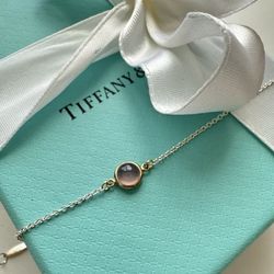 New Tiffany Co Sterling Color By The Yard Purple Chalcedony Bracelet 7 in