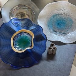 $100 - Three beautiful Wall-mounted Glass Art